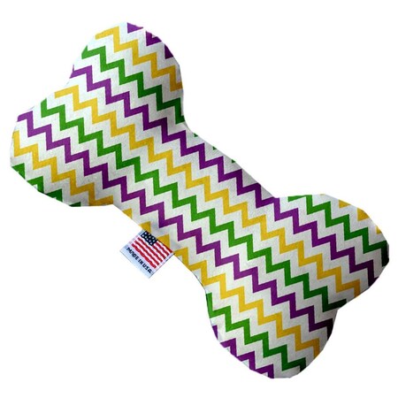 Mirage Pet Products Mardi Gras Chevron Stuffing Free 10 in. Bone Dog Toy 1375-SFTYBN10